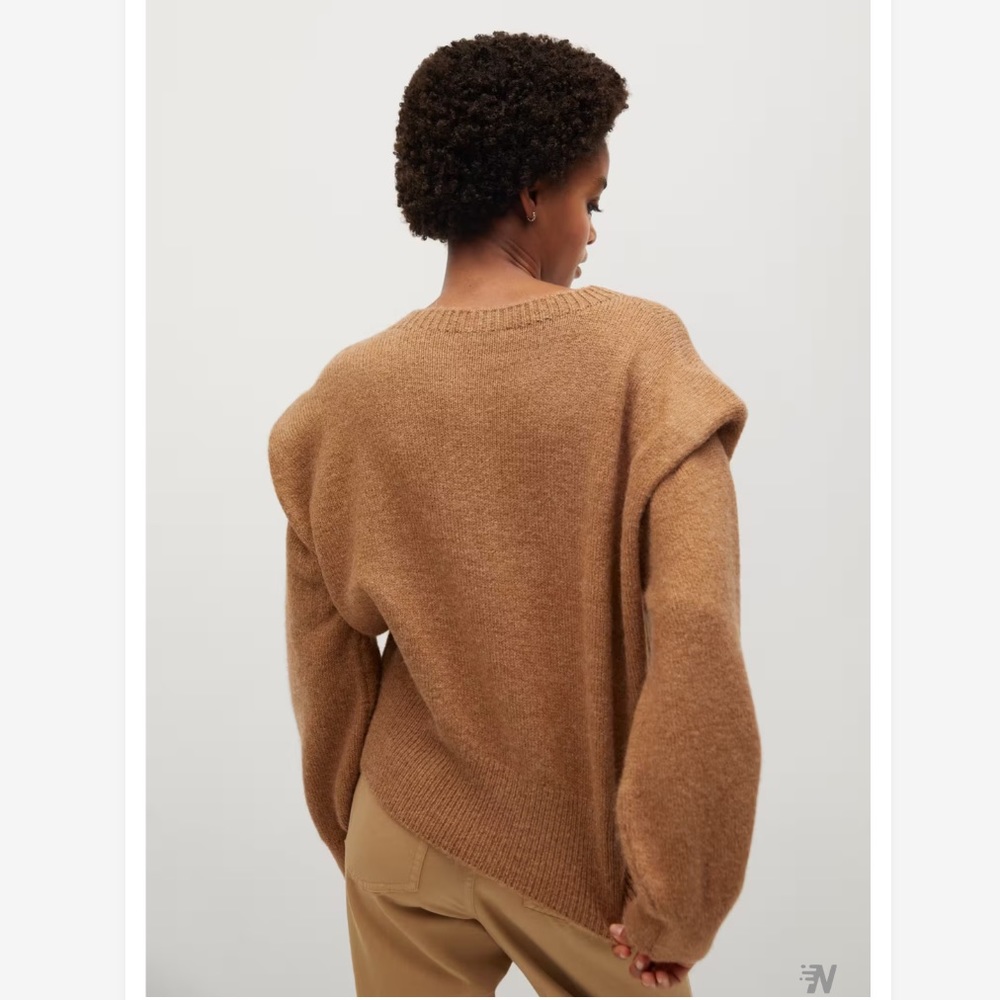 NEW Mango Knitted Sweater with Should Pads in Brown, Size S - Picture 2 of 11